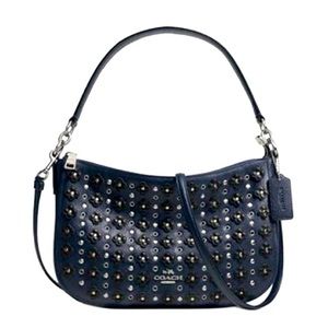 Coach Chelsea Crossbody Navy Floral Rivets Leather F37702